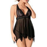 Women Intimate Sexy Dress Set Deep V Lingerie Temptation Nightwear Perspective with G-String