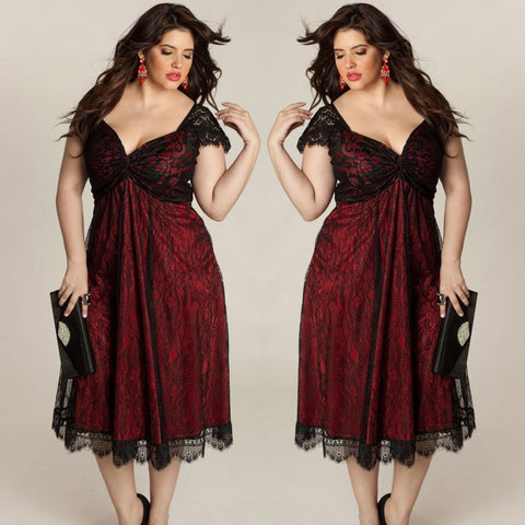 Plus Size Women Sleeveless Lace Long Evening Party Prom Gown