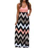 Women Striped Plus Size Summer Beach Long Boho Maxi Dress