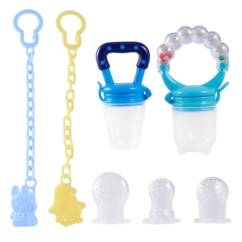 7pcs Baby Pacifiers and Clips Multiple Teats Soother Infant Teething Toy in Random Color