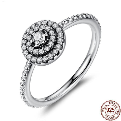 Round Shape Flower Ring (925 Sterling Silver)